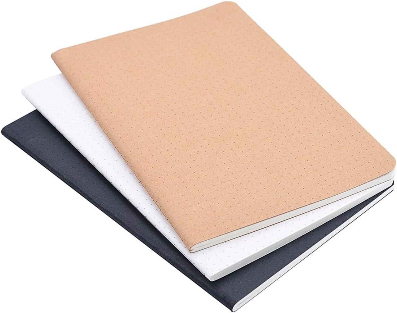Set of 3 A5 Dotted Notebook/Travel Journal - 5.5 x 8.25 Dot Grid Paper for Bullet Notes Journaling, Total 120 Sheets
